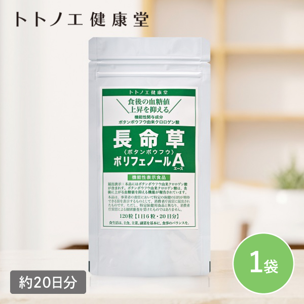 【送料無料】長命草 ポリフェノールＡ 1袋 120粒 20日分 トトノエ健康堂 日本製 同梱不可